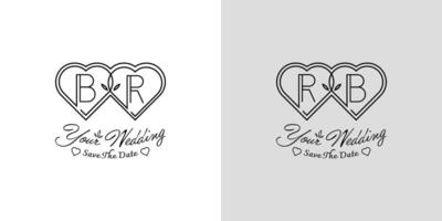 brieven br en rb bruiloft liefde logo, voor paren met b en r initialen vector