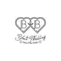 brieven bb bruiloft liefde logo, voor paren met b en b initialen vector