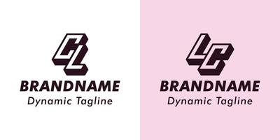 brieven cl en lc 3d monogram logo, geschikt voor bedrijf met cl of lc initialen vector
