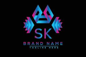 sk brief logo ontwerp. vector logo ontwerp voor bedrijf.