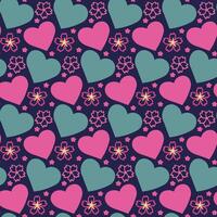 kers lijn kunst bloem en harten naadloos patroon voor textiel , plakboek papier. vector voorjaar meisjesachtig roze achtergrond voor Valentijnsdag dag