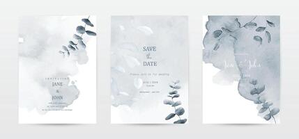 botanisch waterverf bruiloft uitnodiging sjabloon kaarten reeks vector