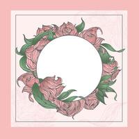 roze pastel romantisch bloemen kader vector