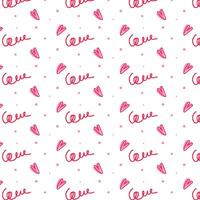 naadloos patroon met roze harten in vector, opschrift liefde en andere dots voor Valentijnsdag dag vector