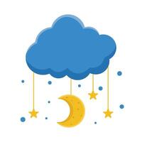 maan met ster in wolk illustratie vector