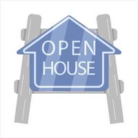 Open huis in teken bord illustratie vector