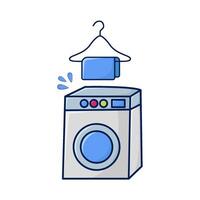 het wassen machine met handdoek hangende illustratie vector