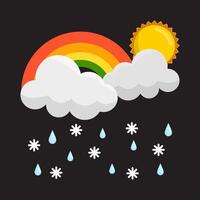 regenen, zon met regenboog illustratie vector