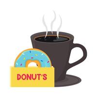 glas koffie drinken met donuts illustratie vector