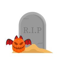 pompoen halloween in grafsteen illustratie vector