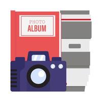 camera foto, album foto met lens camera foto illustratie vector