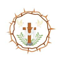 christen kruis met vogel in cirkel illustratie vector