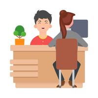 voorkant bureau in tafel werk dienen klanten illustratie vector