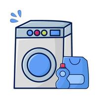 het wassen machine met fles wasmiddel illustratie vector