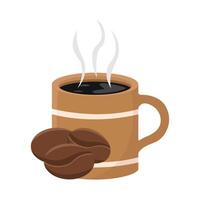 glas koffie drinken met koffie bonen illustratie vector