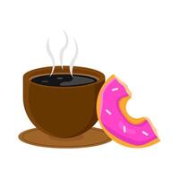 glas koffie drinken met donuts beet illustratie vector