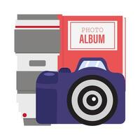 camera foto, album foto met lens camera foto illustratie vector