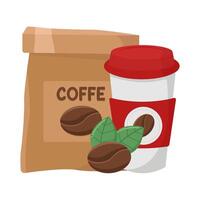 koffie tas, kop koffie drinken met koffie bonen illustratie vector