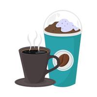 kop ijs koffie drinken met glas koffie drinken illustratie vector