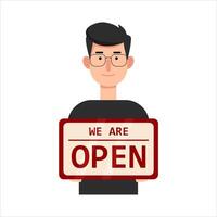 Open in teken bord met in persoon illustratie vector