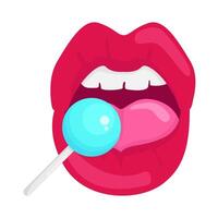 lolly in mond Dames illustratie vector