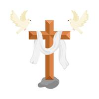 christen kruis religieus met vogel illustratie vector