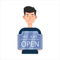 Open in teken bord met in persoon illustratie vector