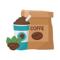 koffie tas, kop koffie drinken met koffie bonen illustratie vector
