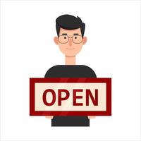 Open in teken bord met in persoon illustratie vector