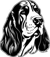 basset hond - zwart en wit geïsoleerd icoon - vector illustratie