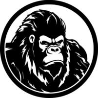 gorilla - zwart en wit geïsoleerd icoon - vector illustratie