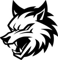wolf - zwart en wit geïsoleerd icoon - vector illustratie