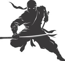 ai gegenereerd silhouet Ninja Sluipmoordenaar zwart kleur enkel en alleen vol lichaam vector