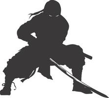 ai gegenereerd silhouet Ninja Sluipmoordenaar zwart kleur enkel en alleen vol lichaam vector