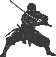 ai gegenereerd silhouet Ninja krijger zwart kleur enkel en alleen vol lichaam vector