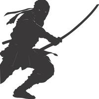 ai gegenereerd silhouet Ninja krijger zwart kleur enkel en alleen vol lichaam vector