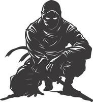 ai gegenereerd silhouet Ninja krijger zwart kleur enkel en alleen vol lichaam vector