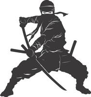 ai gegenereerd silhouet Ninja krijger zwart kleur enkel en alleen vol lichaam vector