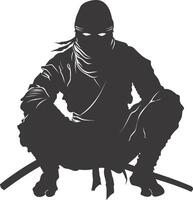 ai gegenereerd silhouet Ninja krijger zwart kleur enkel en alleen vol lichaam vector