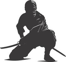 ai gegenereerd silhouet Ninja krijger zwart kleur enkel en alleen vol lichaam vector