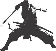 ai gegenereerd silhouet Ninja krijger zwart kleur enkel en alleen vol lichaam vector