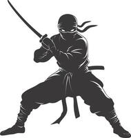 ai gegenereerd silhouet Ninja krijger zwart kleur enkel en alleen vol lichaam vector