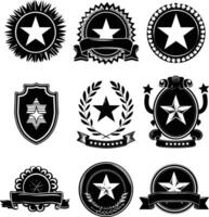 ai gegenereerd silhouet wijnoogst retro badges en medaille element zwart kleur enkel en alleen vector