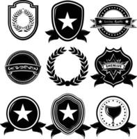 ai gegenereerd silhouet wijnoogst retro badges en medaille element zwart kleur enkel en alleen vector