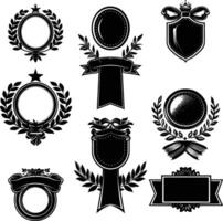 ai gegenereerd silhouet wijnoogst retro badges en medaille element zwart kleur enkel en alleen vector