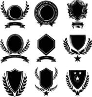 ai gegenereerd silhouet wijnoogst retro badges en medaille element zwart kleur enkel en alleen vector