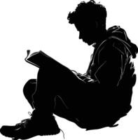 ai gegenereerd silhouet tiener lezing boek zwart kleur enkel en alleen vector
