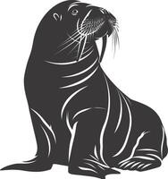 ai gegenereerd silhouet walrus dier zwart kleur enkel en alleen vol lichaam vector