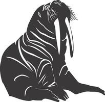 ai gegenereerd silhouet walrus dier zwart kleur enkel en alleen vol lichaam vector