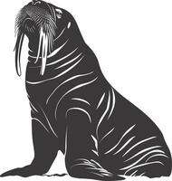 ai gegenereerd silhouet walrus dier zwart kleur enkel en alleen vol lichaam vector